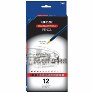 Stationary 12/pack BAZIC Design and Drafting Pencil Set #745