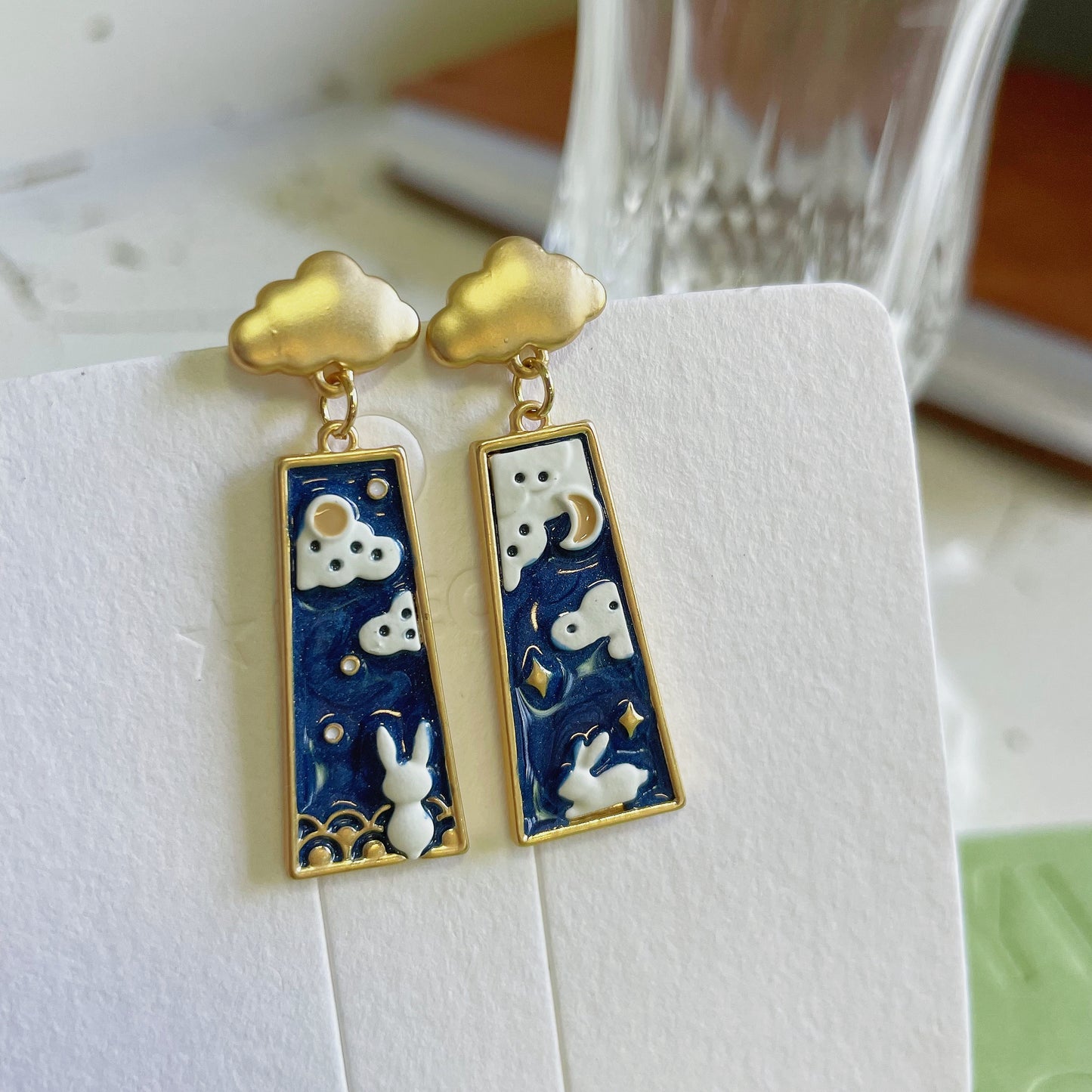 Luninana Earrings - Star Gazing Bunny Rectangle Earrings YBY054
