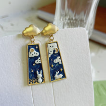 Load image into Gallery viewer, Luninana Earrings - Star Gazing Bunny Rectangle Earrings YBY054
