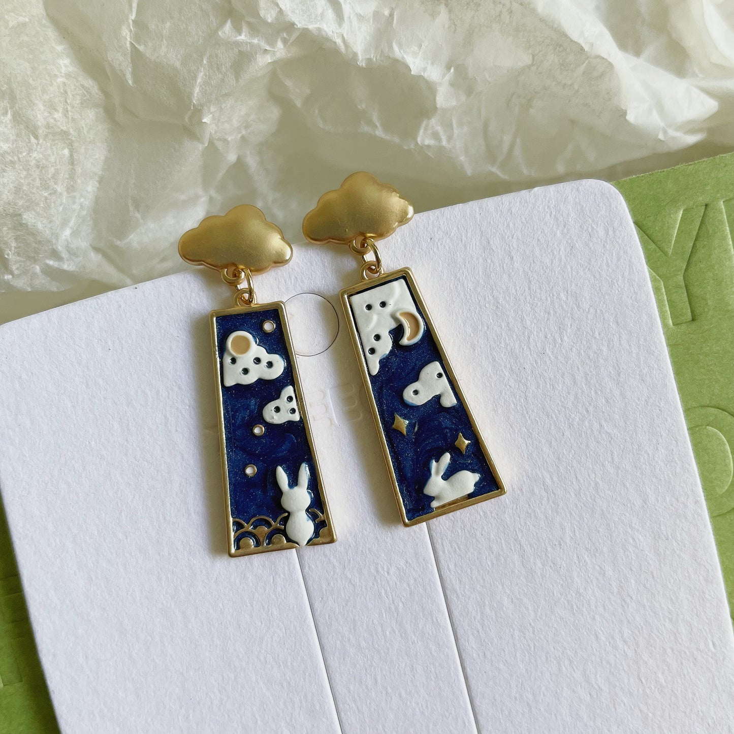 Luninana Earrings - Star Gazing Bunny Rectangle Earrings YBY054