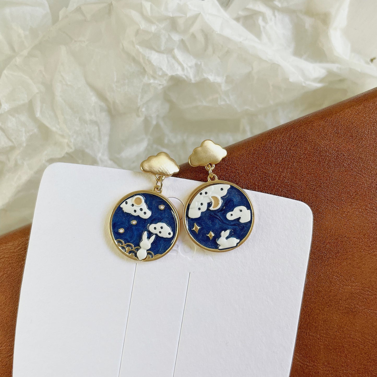 Luninana Earrings - Star Gazing Bunny Round Earrings YBY055
