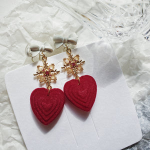 Luninana Clip-on Earrings -  Majestic Red Heart Earrings LL011