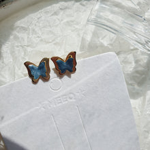Load image into Gallery viewer, Luninana Clip-on Earrings -  Blue Marble Double Layer Butterly Earrings LL013
