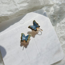 Load image into Gallery viewer, Luninana Clip-on Earrings -  Blue Marble Double Layer Butterly Earrings LL013
