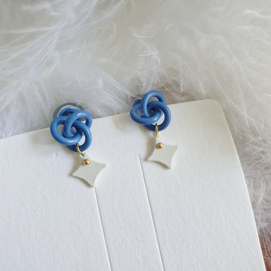 Luninana Clip-on Earrings -  Blue Knot Star Earrings LL012