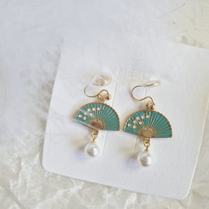 Luninana Clip-on Earrings -  Oriental Blossom Fan Earrings LL023