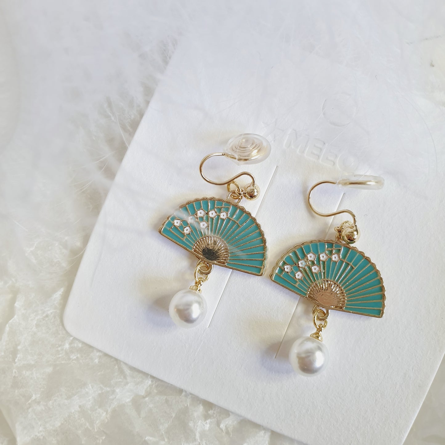Luninana Clip-on Earrings -  Oriental Blossom Fan Earrings LL023