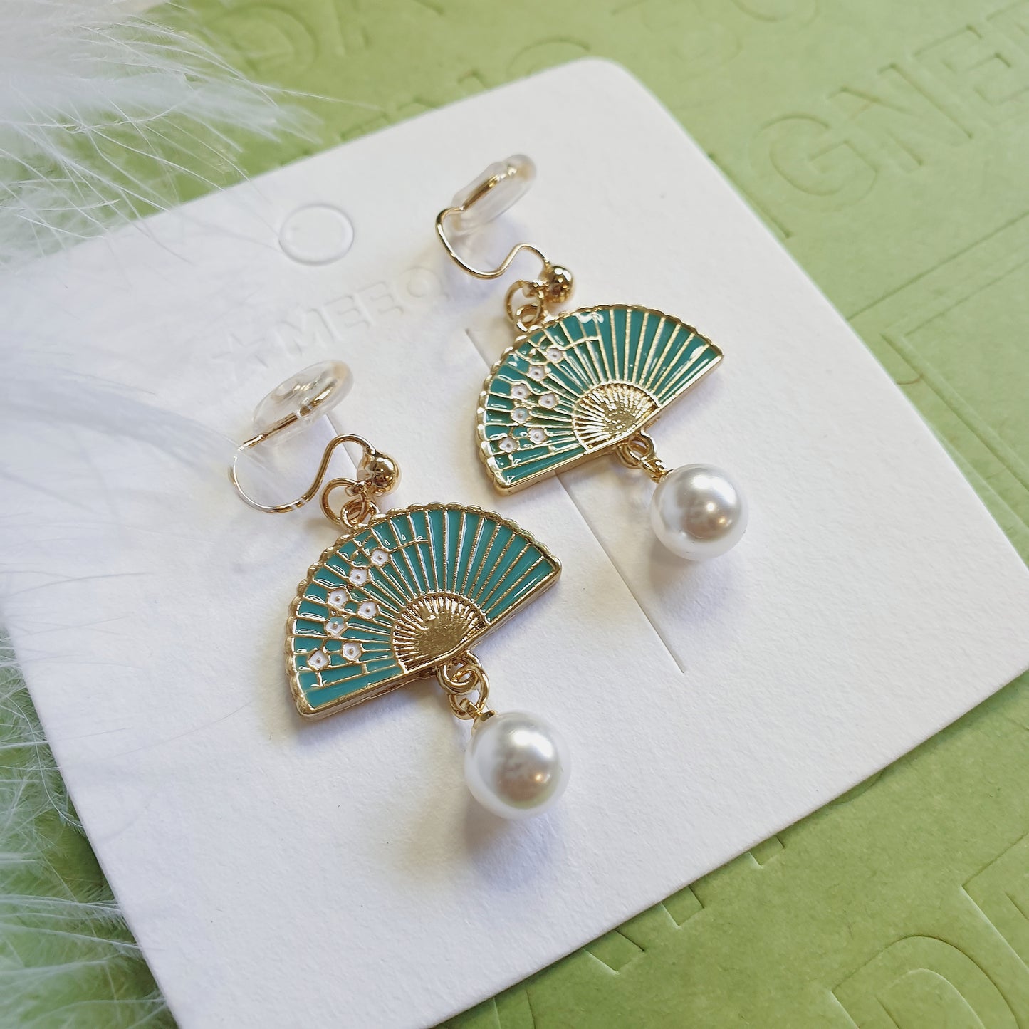 Luninana Clip-on Earrings -  Oriental Blossom Fan Earrings LL023